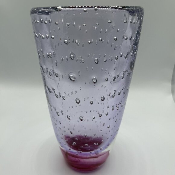 Vintage Hand Blown Controlled Bubble Cranberry Glass Vase - Picture 1 of 8